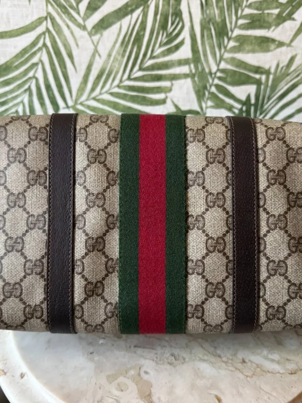 Vintage Gucci GG Monogram Web Stripe Boston Satchel - Picture 13 of 16